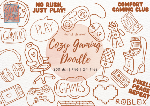 Download Cozy Gaming Doodle Hand Drawn - Premium Resources