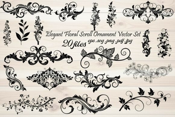Download Elegant Floral Scroll Ornament Vector - Floral Collection