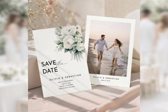 Download White Floral Save the Date Canva Bd012 - Floral Collection